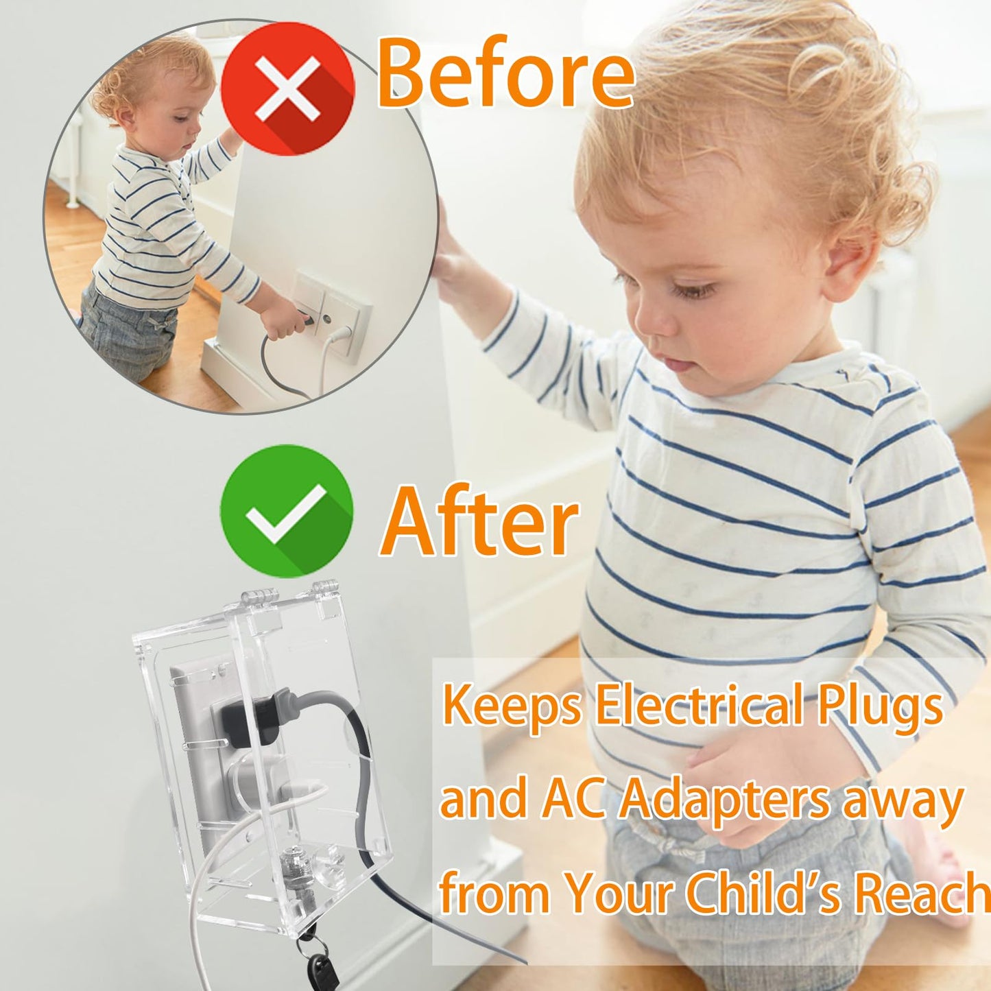 Groword Baby Safety Outlet Cover Box,Outlet Covers,Plug Covers For Electrical Outlets,Socket Covers For Outlets Fit 4.95' H X 3