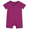 Gerber Unisex Baby Buttery-Soft Short Sleeve With Viscose Made Eucalyptus Romper, Raspberry, 18 Months Us