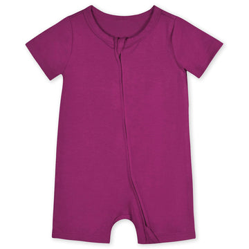 Gerber Unisex Baby Buttery-Soft Short Sleeve With Viscose Made Eucalyptus Romper, Raspberry, 18 Months Us