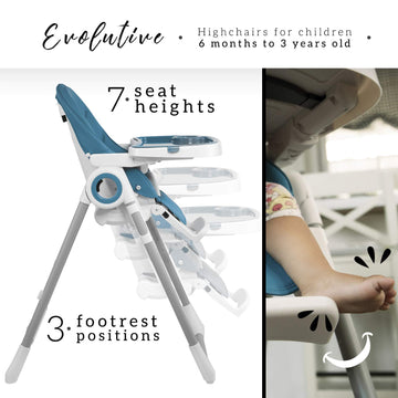 Sweety Fox Baby High Chair Adjustable To 7 Different Heights - Black Highchair - Silla Para Comer De Bebe - Foldable High Chairs