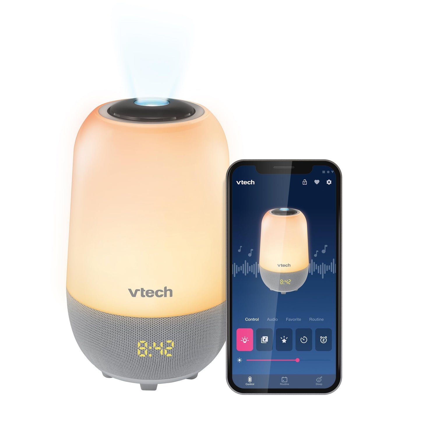 VTech Baby Soothing Sleep Trainer V-Hush Pro 2 with 200+ Stories/Songs/Sounds & Professional Sleep Program, Bluetooth HD Speaker