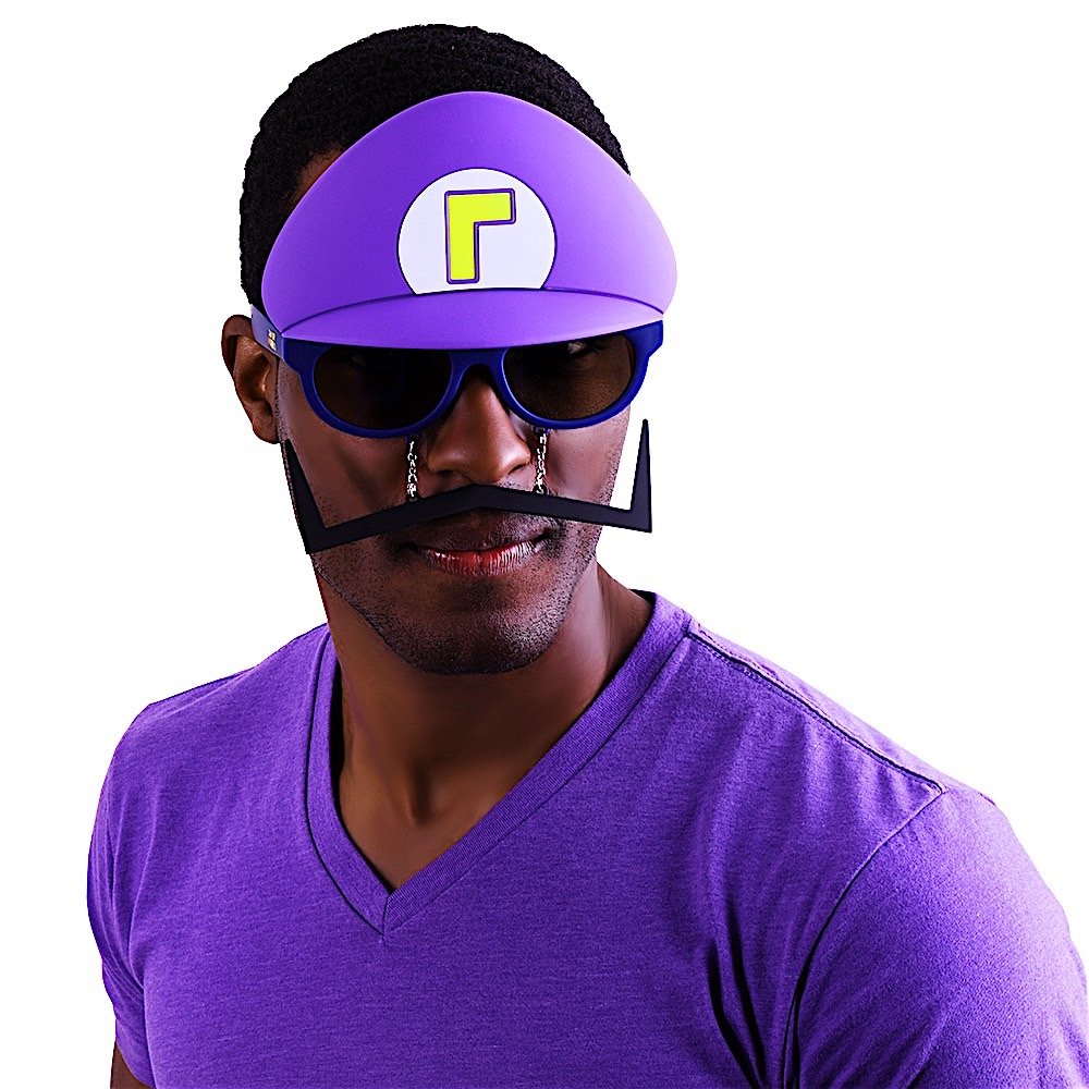 Sun-Staches Super Mario Purple Waluigi Sunglasses | Costume Party Favor | One Size Fits Most