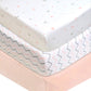 American Baby Company 3 Pack 100% Natural Cotton Fitted Pack and Play Sheets 39 x 27 - Soft & Breathable Pack N Play Sheets for 