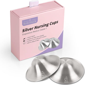 Boboduck Nipple Shields For Nursing Newborn - 925 Silver Nursing Cups Protect Your Nursing Nipple, Newborn Must Haves Nipple Pad