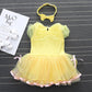 Myrisam Baby Girls Belle Princess Birthday Romper Tutu Dress Beauty And The Beast Halloween Costumes W/Headband