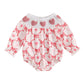 Ayalinggo Newborn Baby Girls Valentines Day Outfit Infant Smocked Bubble Romper Heart Embroidery Oversize Bodysuit Clothes (Red