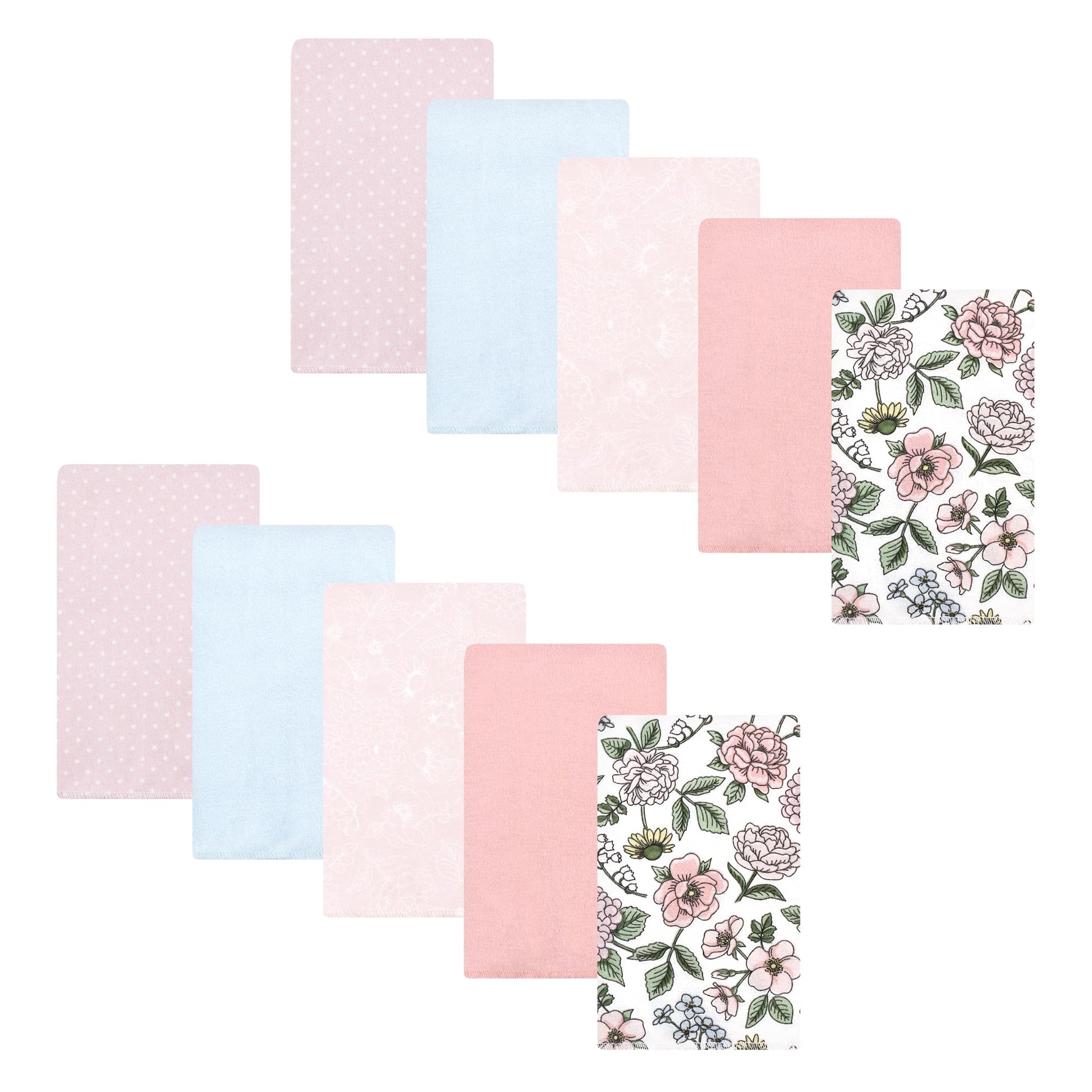 Hudson Baby Unisex Baby Cotton Flannel Burp Cloths, Vintage Blossom 10 Pack, One Size