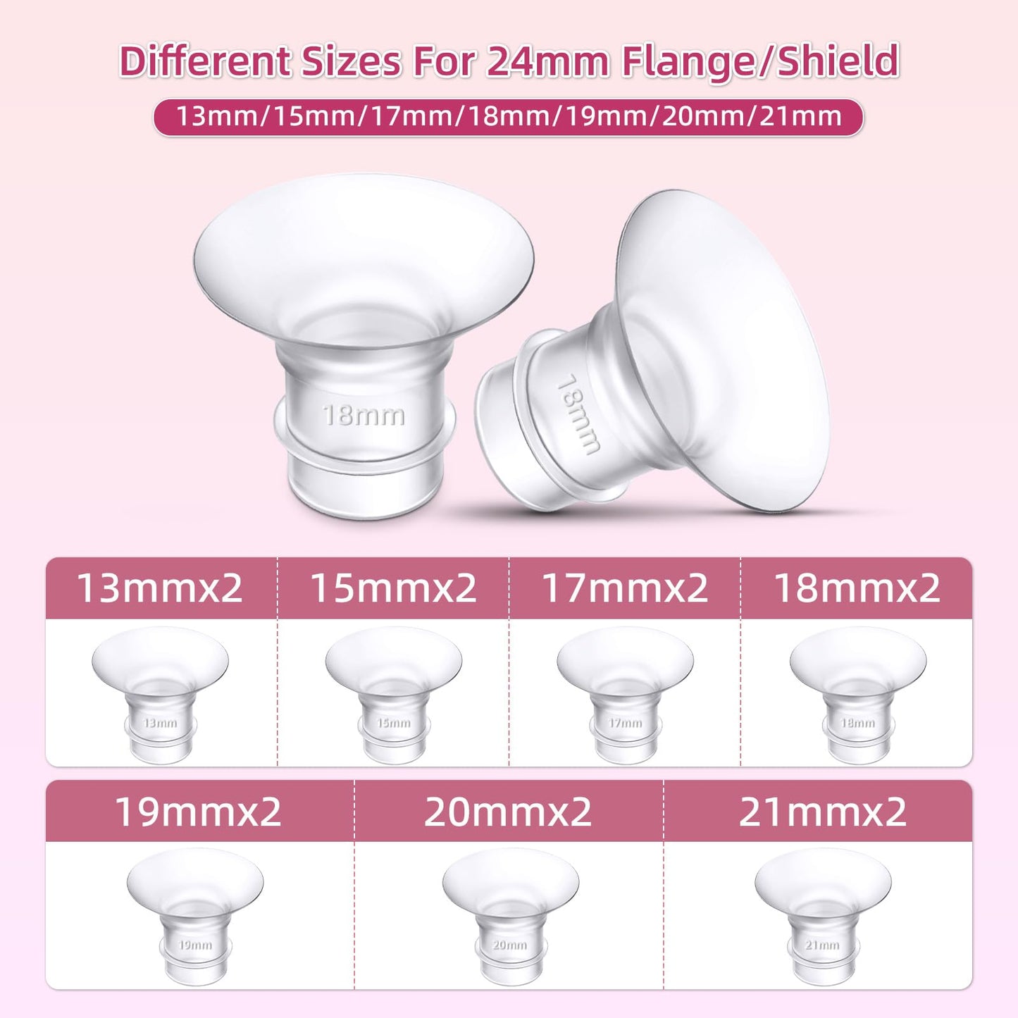 Flange Inserts 17Mm For Medela,Spectra 24Mm Shields/Flanges,Compatible With Momcozy S12 Pro/S9 Pro/S9/S12 Wearable Breast Pump,R