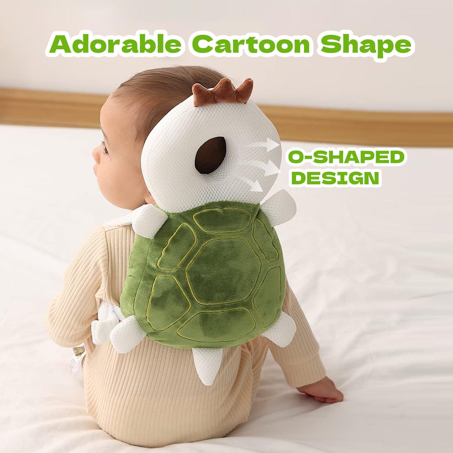 Grnstf Baby Toddler Head Protector, Baby Head Protection Backpack, Adjustable, Lightweight And Breathable (Turtle)