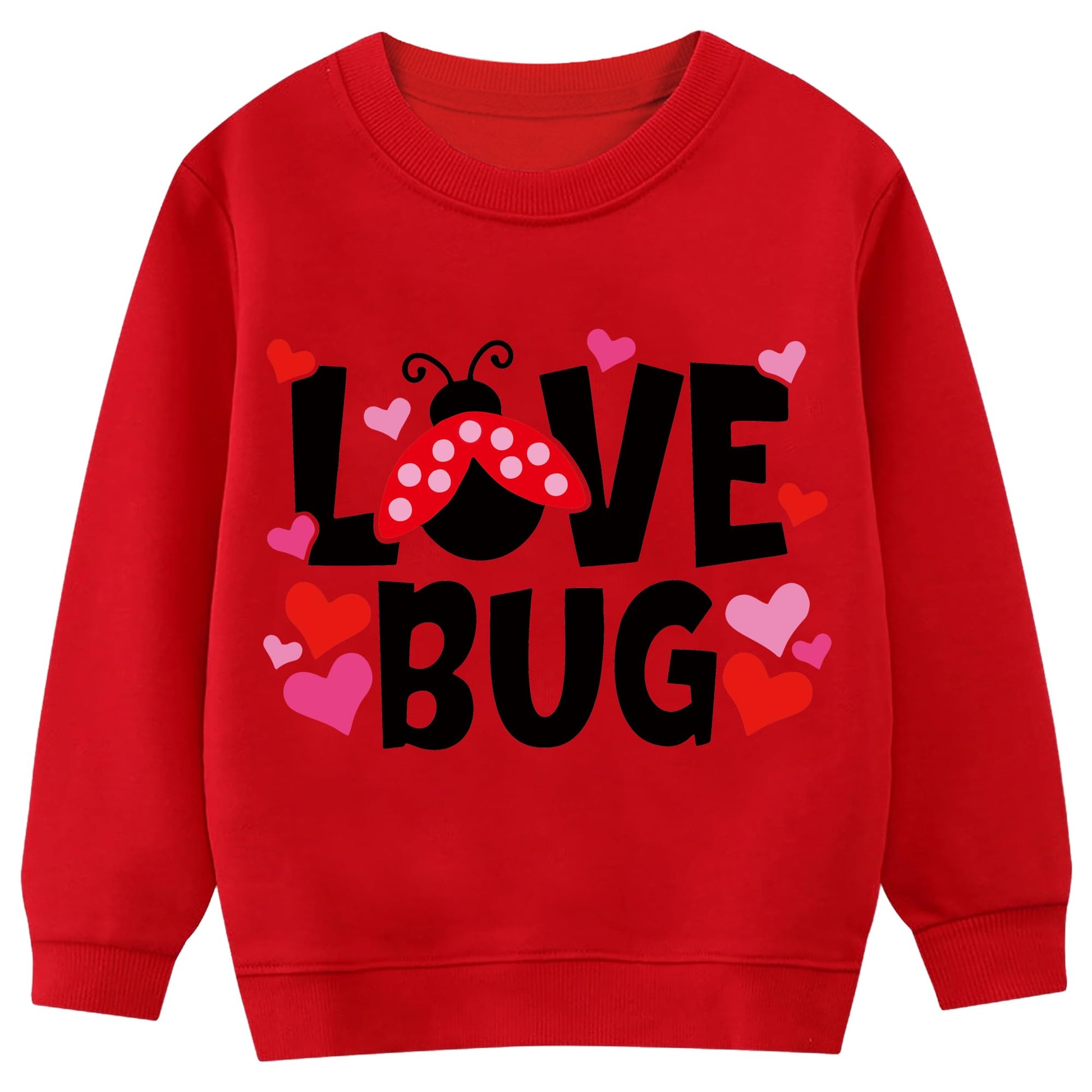 Tkria Toddler Girl Valentine'S Day Outfit Pullovers Heart Letter Print Shirt Kids Love Ladybug Sweatshirt Valentine Baby Clothes