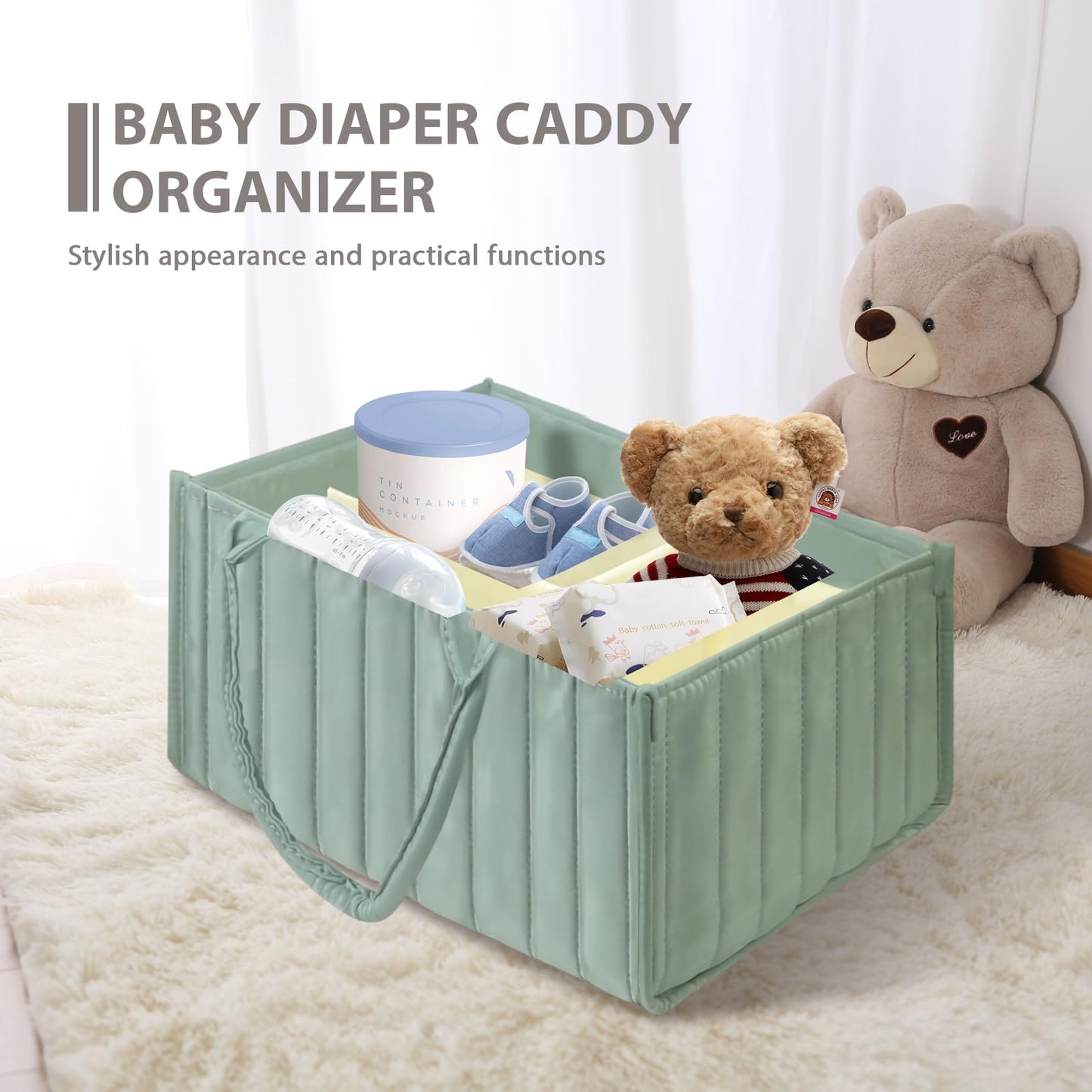 Poxxu Baby Diaper Caddy Organizer And Storage,Diaper Bag,Baby Shower Gifts,Nursery Diaper Storage Bin And Car Organizer For Diap