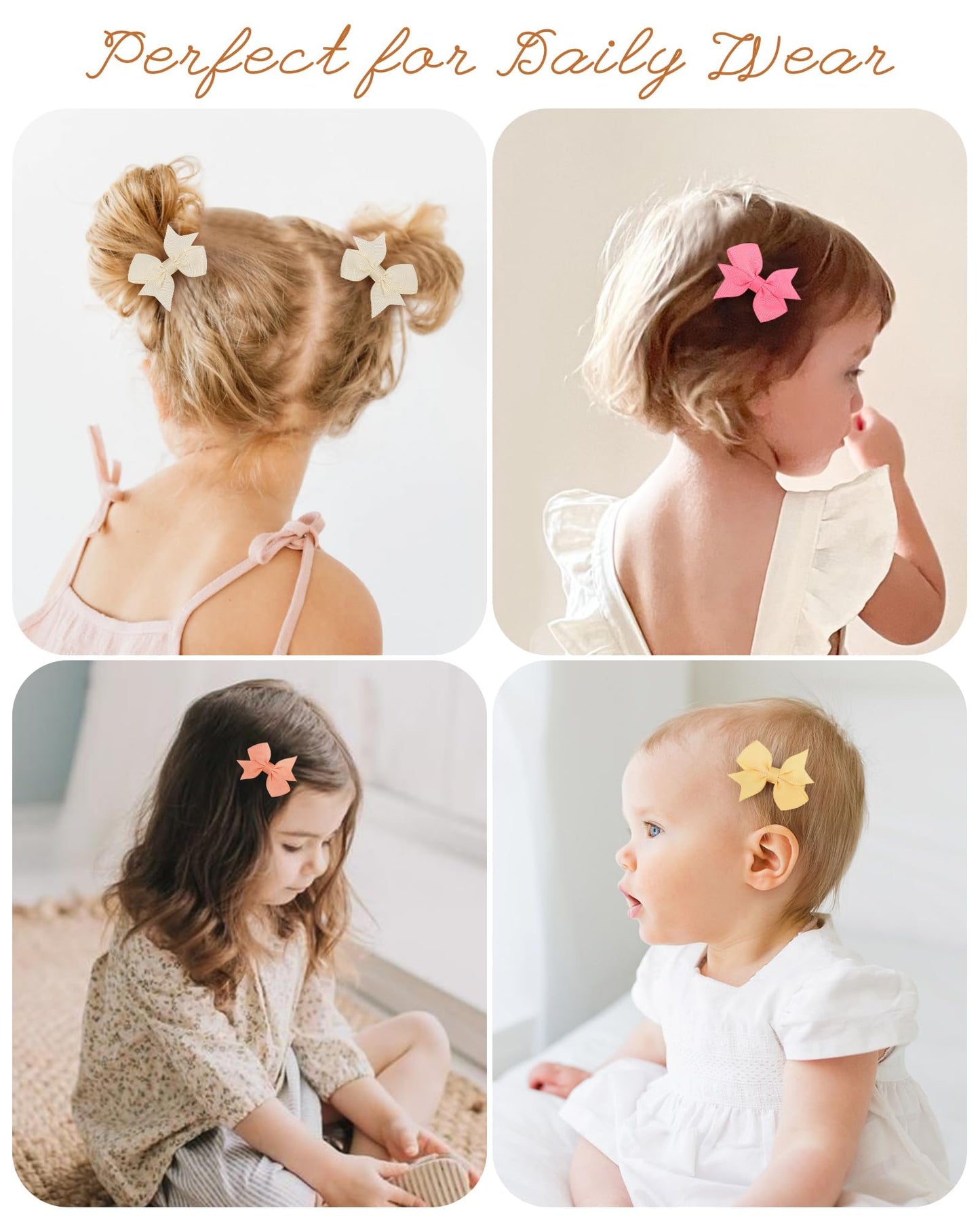 Doboi Hair Clips 100Pcs 2' Infant Grosgrain Boutique Ribbon Mini Bows For Girls Teens Infants Kids Toddlers Newborn - 50 Pairs