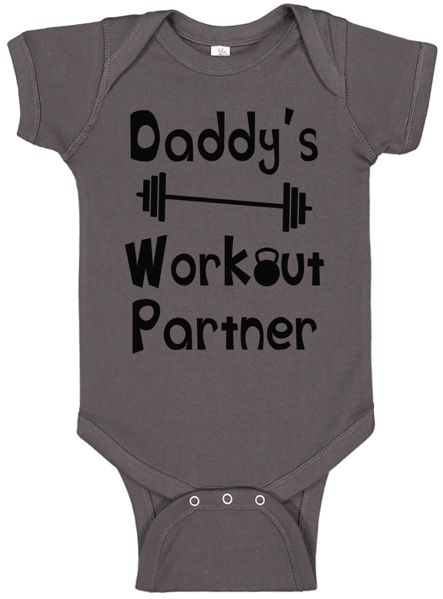 Reaxion Aiden 'S Corner - Mommy 'S Or Daddy 'S Workout Partner Bodysuits - Funny Baby Boy & Girl Clothes (0-3 Months, Dad Charco
