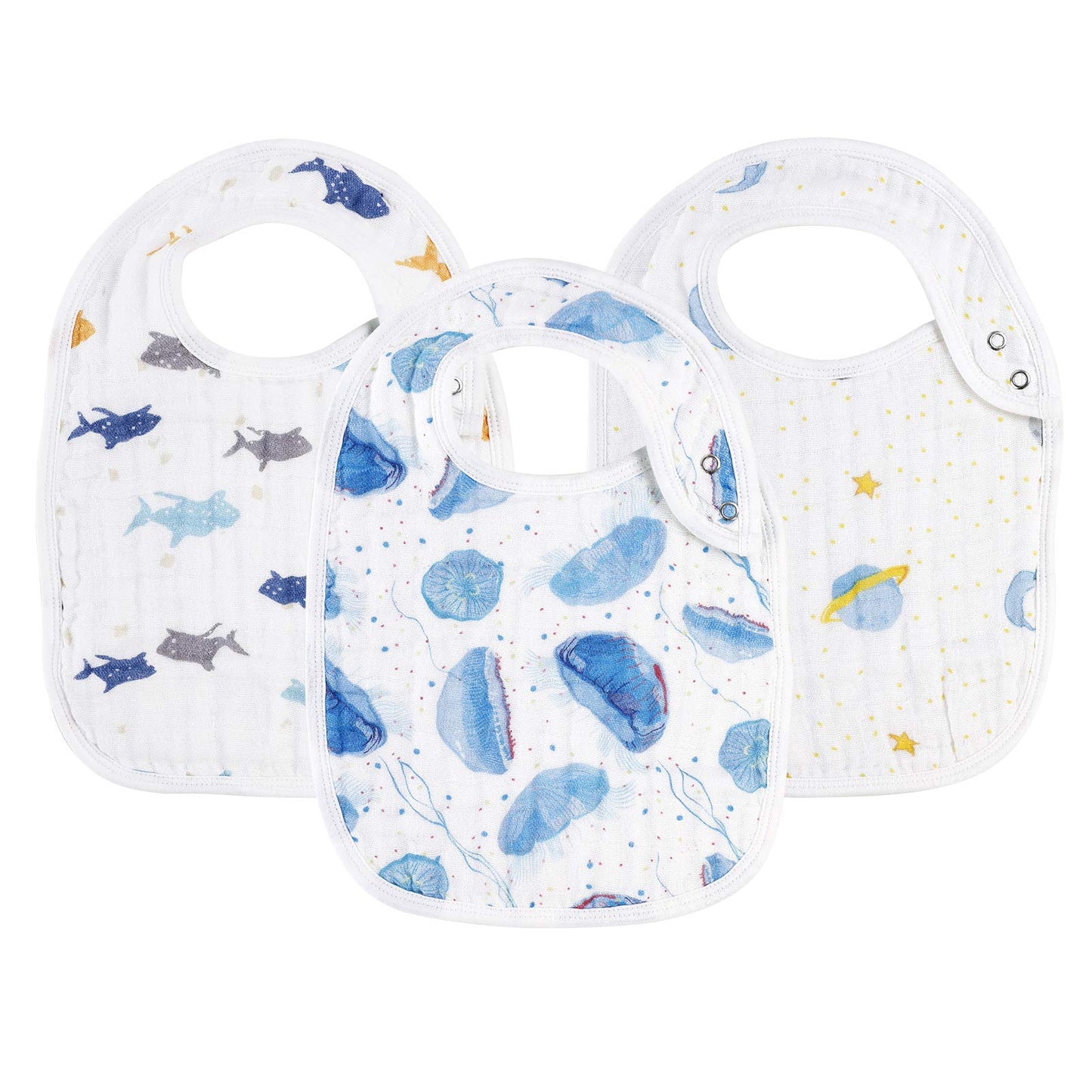 Snap Muslin Bibs For Baby Boys,100% Cotton Baby Bibs With 3 Absorbent & Soft Layers, Baby Boy Bibs For Infants,Newborns And Todd