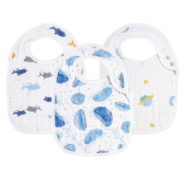 Snap Muslin Bibs For Baby Boys,100% Cotton Baby Bibs With 3 Absorbent & Soft Layers, Baby Boy Bibs For Infants,Newborns And Todd