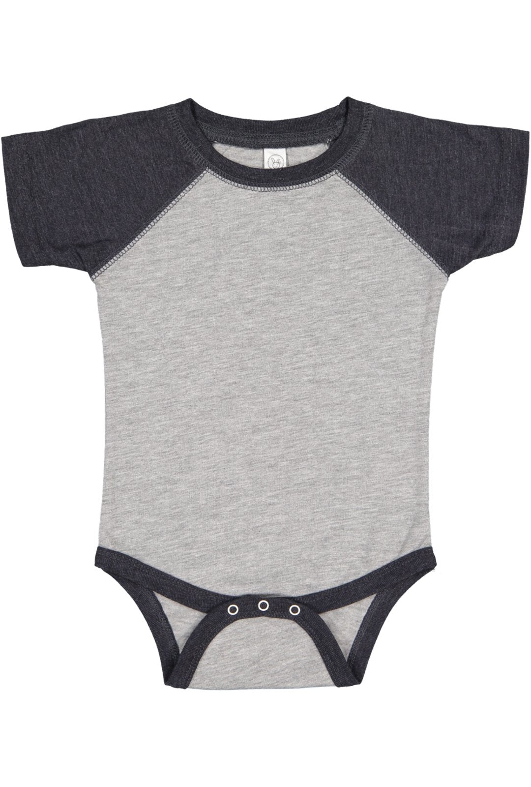 Rabbit Skins Baby Short Sleeve Raglan Baseball Bodysuit (4430) Vintage Heather/Vintage Navy, Nb