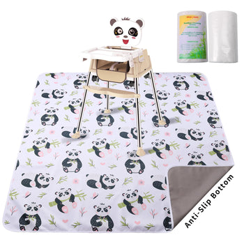 Chicmoments 59'' Huge Toddlers' Highchair Splat Mat, Panda Non-Slip Baby Place Mat, Kids' Leakproof Splash Spill Floor Mat With