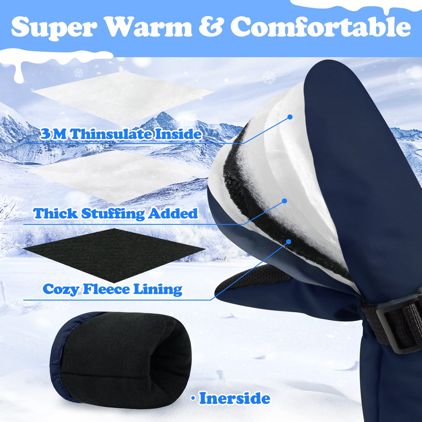 Sarfel Baby Winter Mittens Baby Mittens 12-18 Months Toddler Gloves 18-24 Months Toddler Mittens Waterproof Toddler Ski Gloves