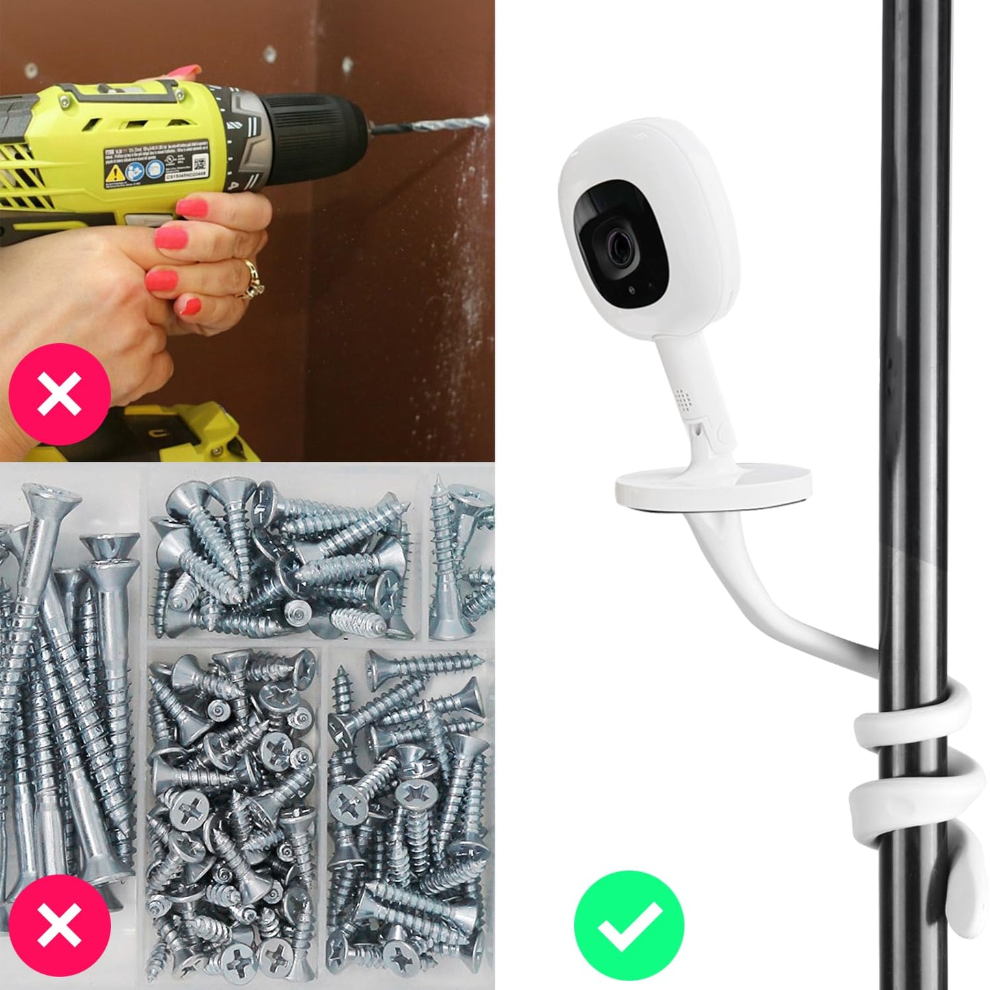 Itodos Baby Monitor Mount Compatible With Nanit Pro Smart Baby Monitor & Flex Stand, Versatile Twist Mount Without Tools Or Wall