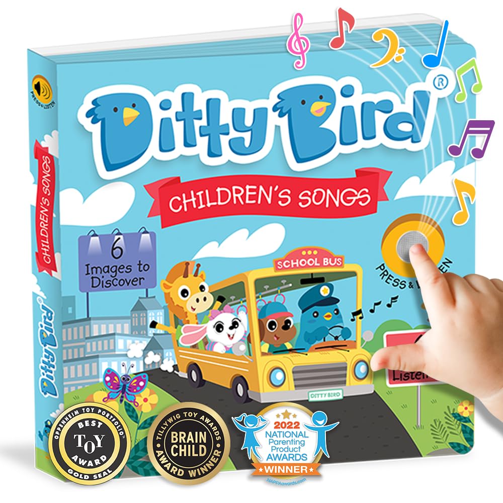 DITTY BIRD Musical Books for Toddlers | Fun Childrens Nursery Rhyme Book | The Wheels On The Bus Book with Sound | Interactive 