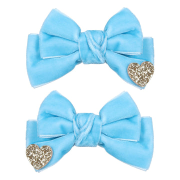 Blue Velvet Hair Bows Cute Christmas Valentine School Hair Clips Handmade New Year Hair Accessories For Kids Girls Infants Toddl