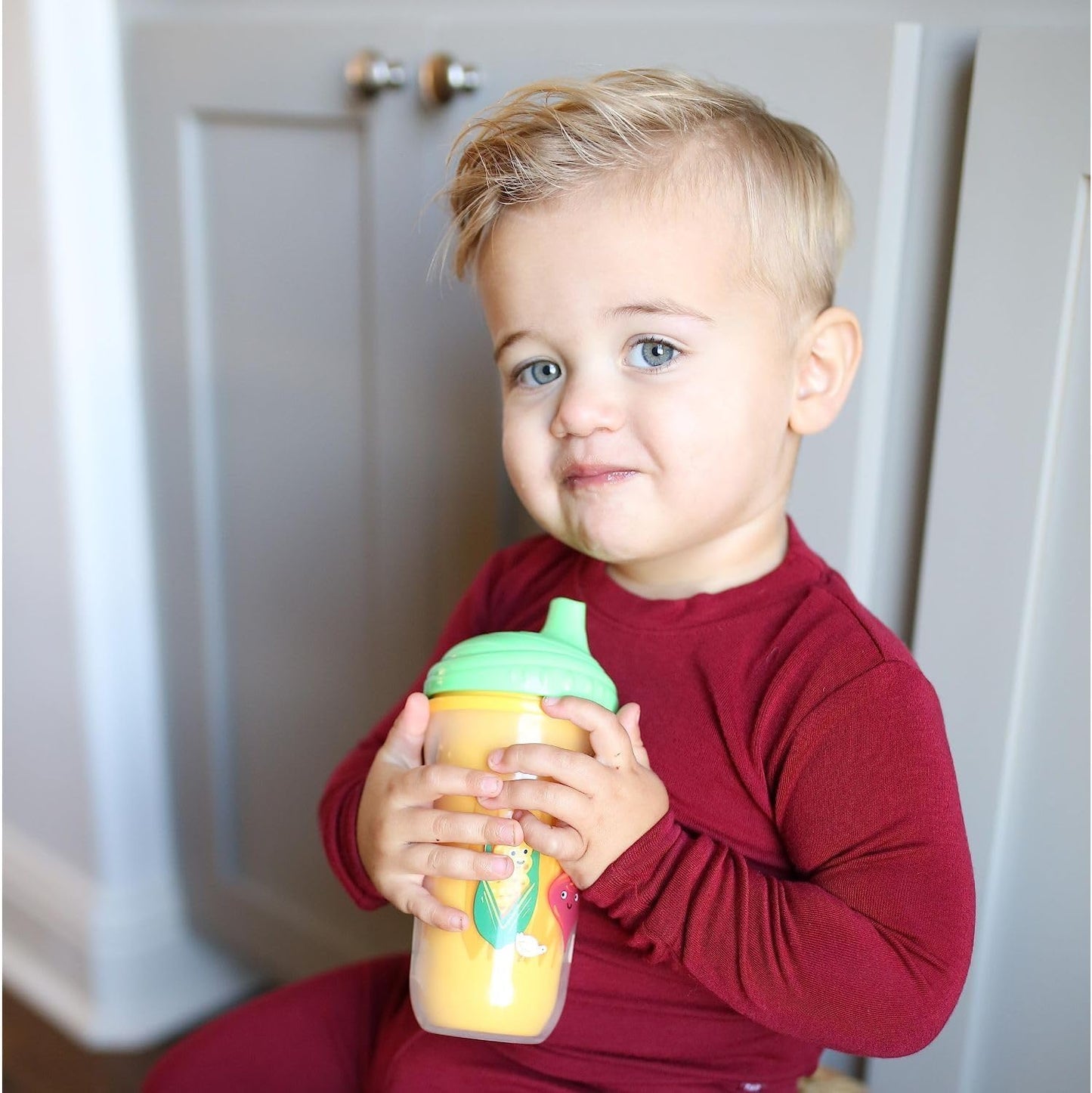 Nuby No-Spill Insulated Hard Spout 9 Oz Cup, Colors/Prints May Vary,2 Count (Pack Of 1)