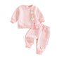 Toddler Baby Girl Outfits Long Sleeve Solid Sweatsuit Pants 2 Piece Clothes Fall Winter Infant Sweater Set 3M-5T (Pink, 18-24 Mo