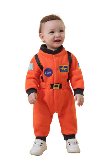 Lxkikmm Baby Toddler Boy Astronaut Costume Space Suit Cosplay Party Jumpsuit Halloween Rompers,Orange 18-24 Months