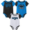 Outerstuff Nfl Newborn Baby And Infant Short Sleeve Bodysuit Variety 3-Pack - Carolina Panthers, 3-6M
