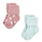 Hudson Baby Unisex Baby Cotton Rich Newborn And Terry Socks, Mauve Mint Dot, 12-24 Months