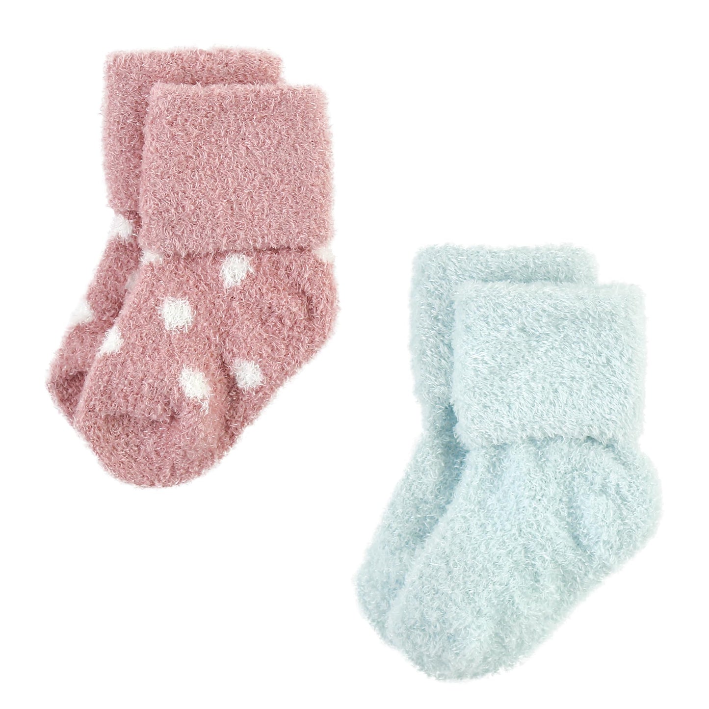 Hudson Baby Unisex Baby Cotton Rich Newborn And Terry Socks, Mauve Mint Dot, 6-12 Months