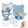 Silicone Baby Food Feeder & Freezer Tray Set, Self Feeding Teething Toy, Breast Milk Popsicle Mold, Bpa Free For 3+ Months, Addi