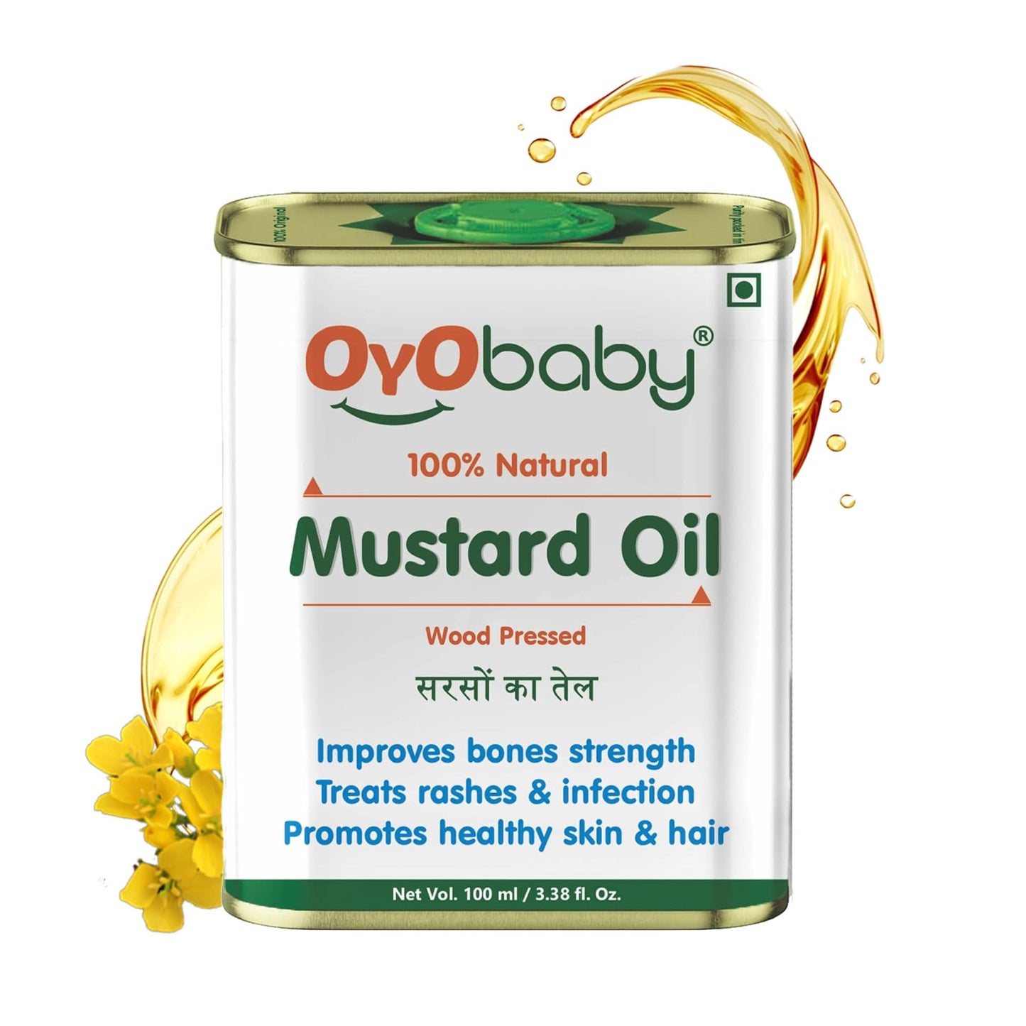 Oyo Baby Kachi Ghani Pure Mustard Baby Oil |Wood Pressed |Best For Bone Developmemt And Healthy Muscles Baby Hair Oil Nourishes 