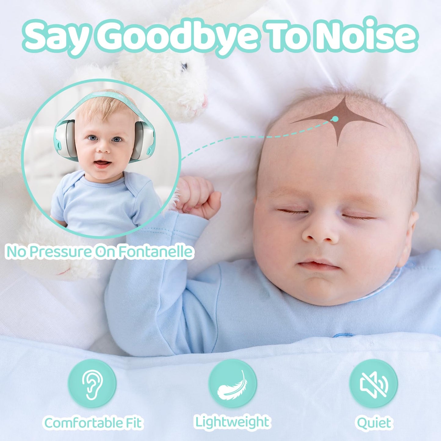 Yomauiyee Baby Headphones,Bear Baby Ear Protection Noise Cancelling Headphones For Infants 0-36 Months,Baby Travel Essentials Wi
