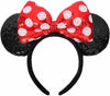 Etluk Mouse Ears Headband, Mouse Ears Sequin Bow Headbands For Women Girls, Cosplay Accessories Party Decorations (Red)