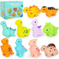 FQKIOMY Dinosaur Toys,Montessori Preschool Learning Activities Fine Motor Toys for Kids,10 pcs Little People Dinosaur Matching G