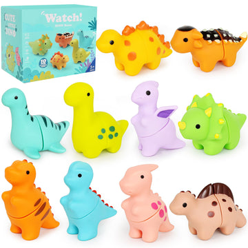 FQKIOMY Dinosaur Toys,Montessori Preschool Learning Activities Fine Motor Toys for Kids,10 pcs Little People Dinosaur Matching G