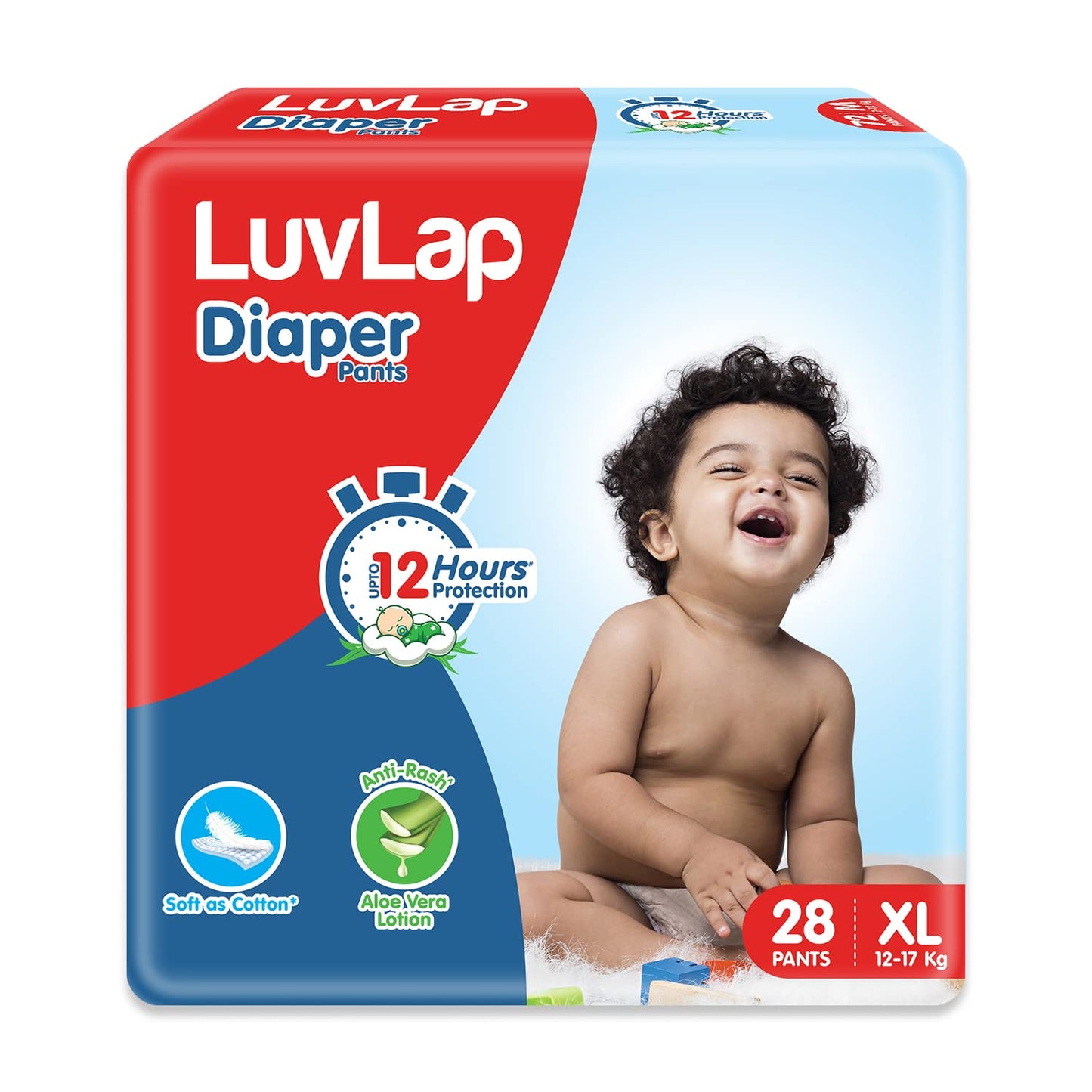 Luvlap Pant Style Baby Diapers, XLarge (Xl), 28 Count, For Babies Of Upto 1217Kg With Aloe Vera Lotion For Rash Protection, Wi