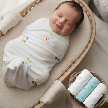 R For Rabbit Cuddlez Swaddle For New Born Baby 100% Cotton Muslin Multipurpose Baby Wrap Towel Blanket Lightweight, Breathable &