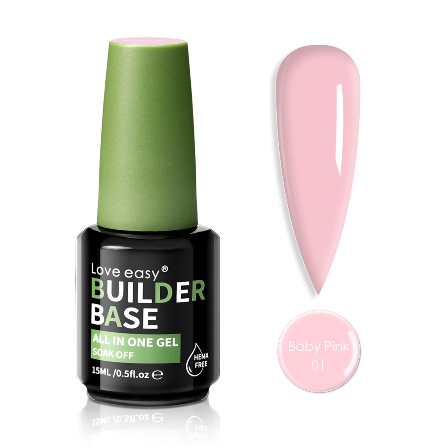 Love Easy Salon-Grade Baby Pink Builder Gel - Hypoallergenic Strong Base Coat | Long-Lasting Adhesion (30+ Days) For Professiona