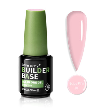 Love Easy Salon-Grade Baby Pink Builder Gel - Hypoallergenic Strong Base Coat | Long-Lasting Adhesion (30+ Days) For Professiona