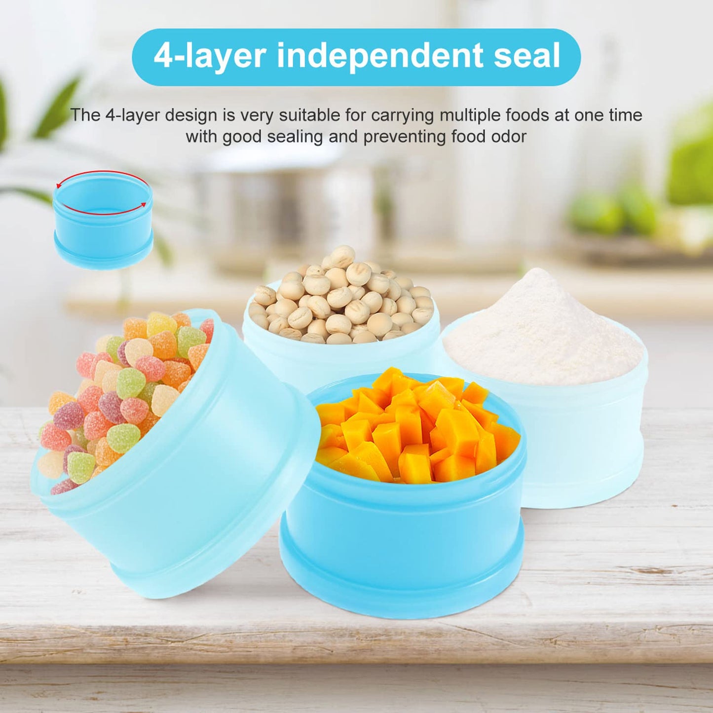 2 Pcs 4 Layers Baby Milk Powder Dispenser, Milk Powder Pots, Formula Dispenser Portable Milk Powder Formula Dispenser Container