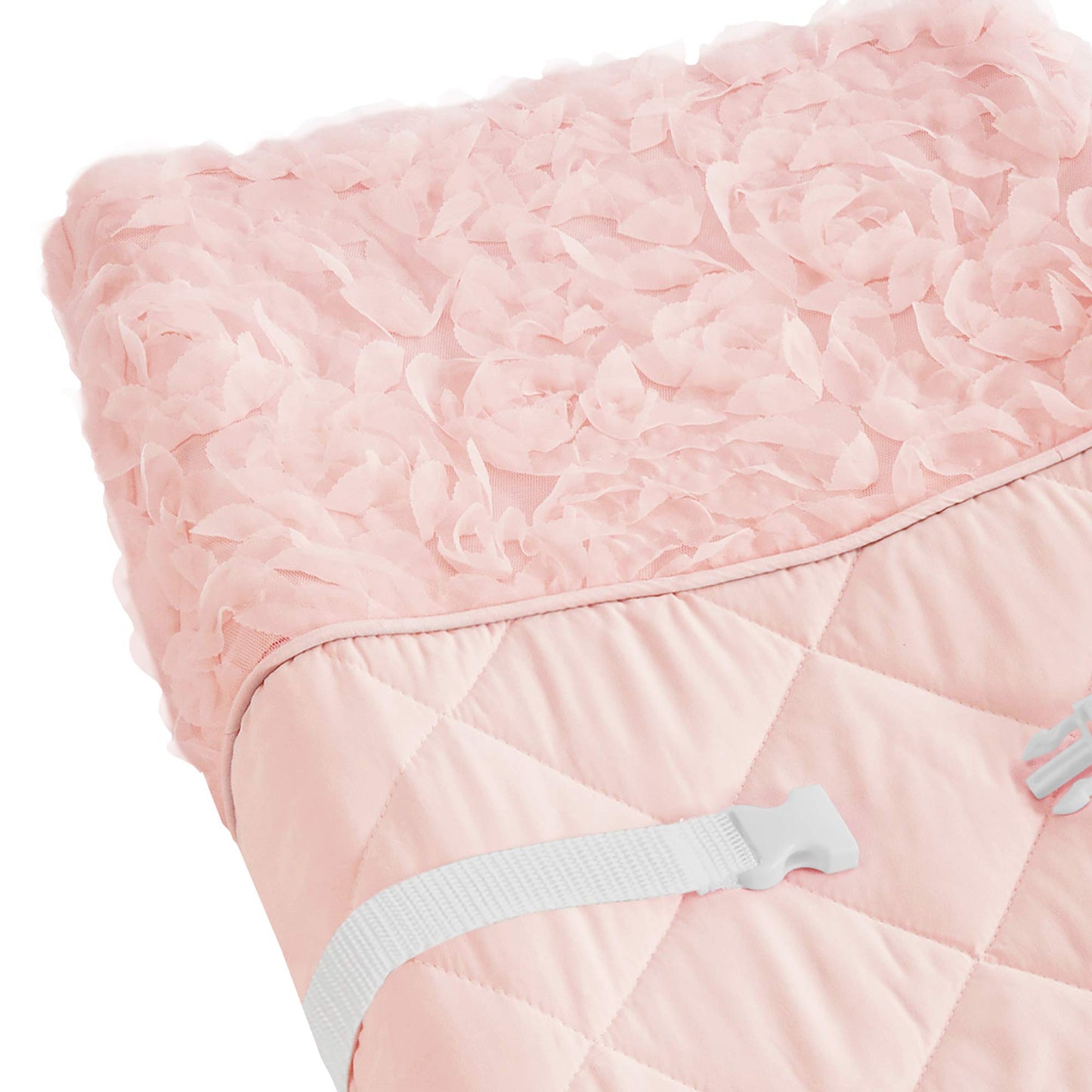 Sweet Jojo Designs Pink Floral Rose Girl Baby Nursery Changing Pad Cover - Solid Light Blush Flower Luxurious Elegant Princess V