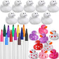 Jerify 12 Pcs 2 Inch White Blank Rubber Ducks Creative Rubber Ducks with Pens of 12 Colors for Pool Bathtub Float Cute Easter DI