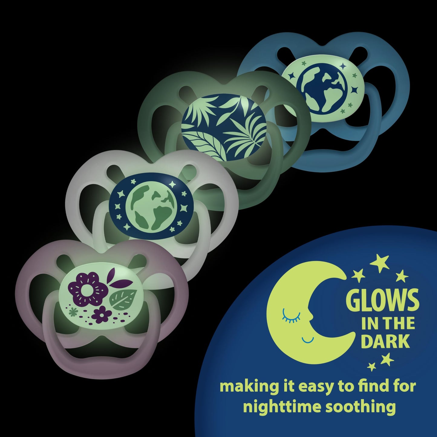 Dr. Brown'S Advantage Baby Pacifiers, Glow-In-The-Dark, 6 -18 Month Pacifiers, Blue, 2 Count