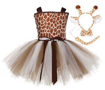 Tutu Dreams Jungle Safari Party Giraffe Costume Toddler Girls Brown Animal Tutu Outfits Birthday Halloween Carnival (Giraffe)