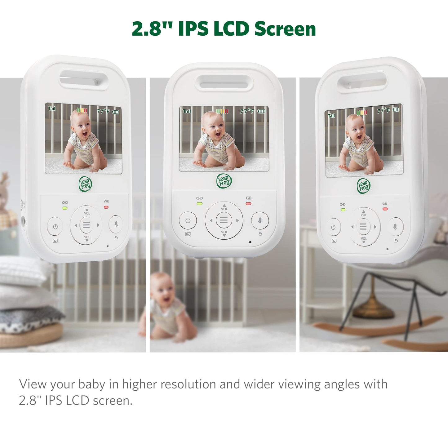 Leapfrog Lf2423 Baby Monitor, 2.8    Screen Video Monitor With Camera, 2-Way Audio, 1000Ft Range, Night Vision, Soothing Lullabi