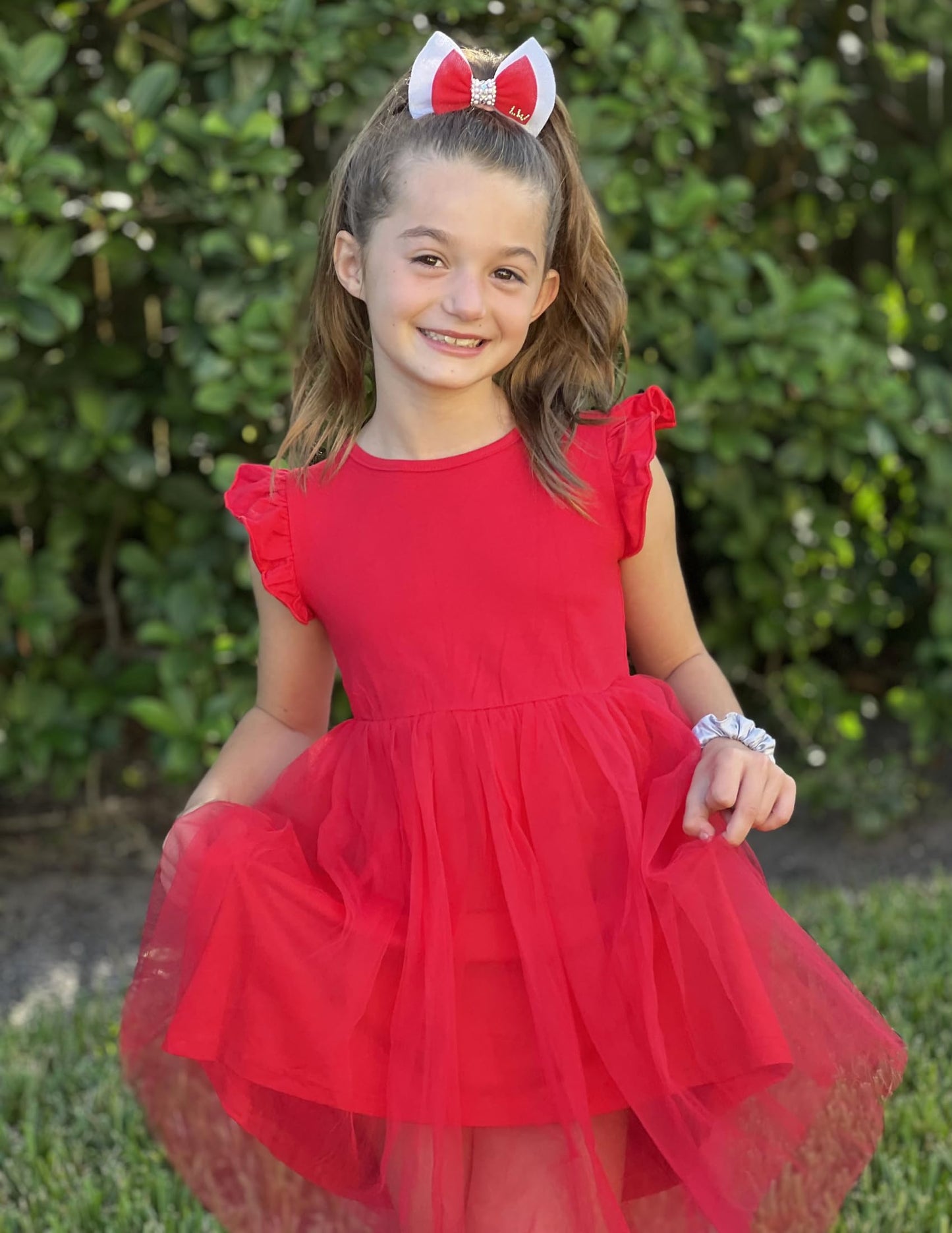 Flypigs Girl Dresses Toddler Flutter Tutu Dress Formal Red Valentine Christmas Birthday Party Tulle Dress For 4Years