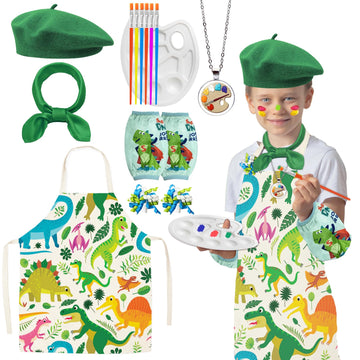 Dtesl 15Pcs Kids Artist Costume Set,Art Apron For Kids,Painter Dress-Up For Halloween Career Day Costume Theme Party