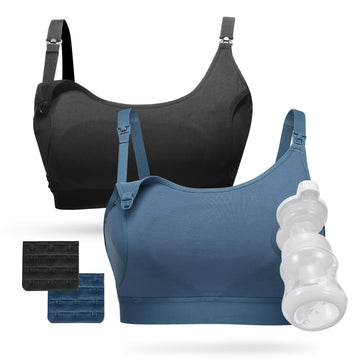 Momcozy Pumping Bra, Pumping Bra Hands Free 2 Pack Comfortable All Day Wear Pumping And Nursing Bra In One Holding Breast Pump F